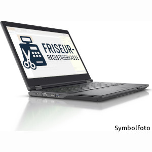 Laptop mit vorinstallierter Registrierkassen-Software für Friseursalons, sofort einsatzbereit.